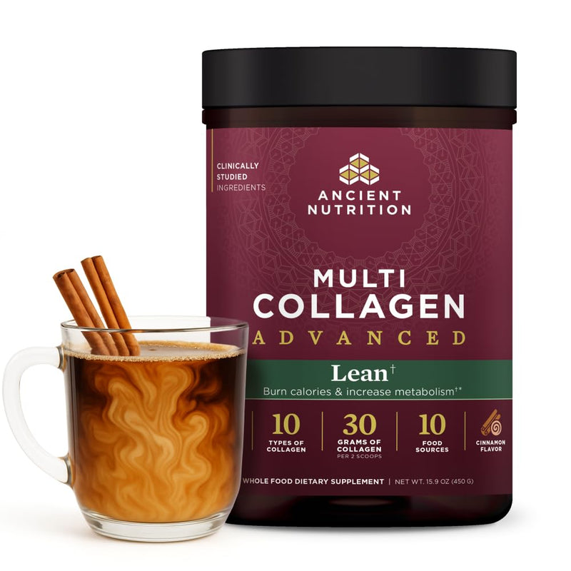 Ancient Nutrition Advanced Hydrolyzed Collagen Peptides Powder with Probiotics & Vitamin C, Cinnamon Flavor, 25 Servings