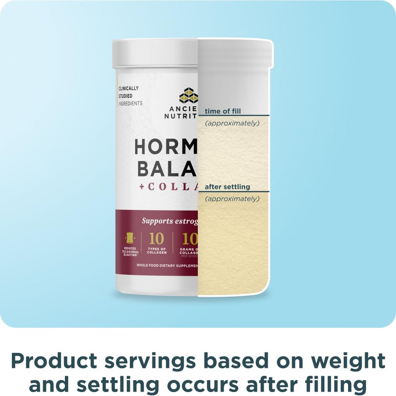 Ancient Nutrition Hormone Balance + Collagen Powder, Vanilla, 25 Servings | Hydrolyzed Collagen Peptides