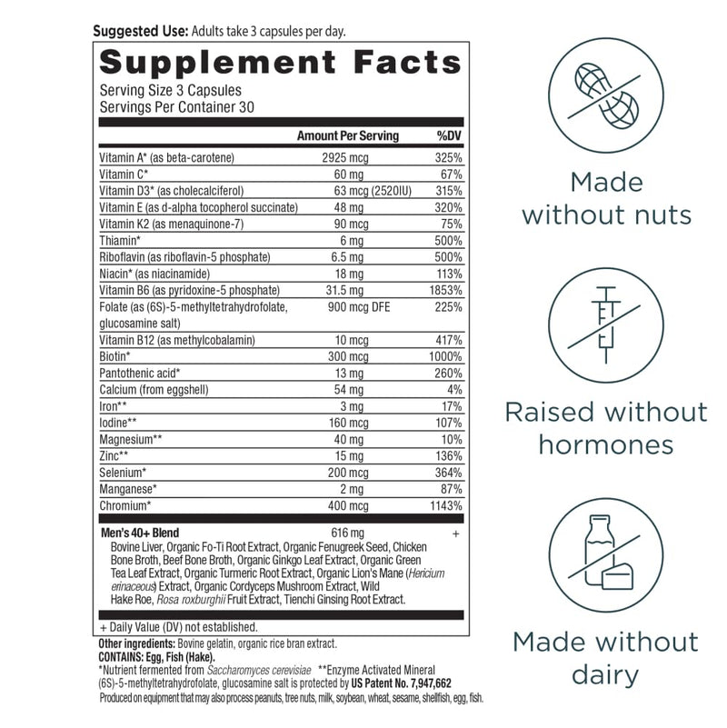 Ancient Nutrition Multivitamin for Men 40+ – 90 Count (3 Day)