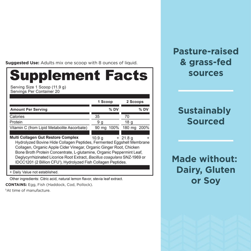Ancient Nutrition Multi Collagen Protein – Gut Restore, 20 Servings