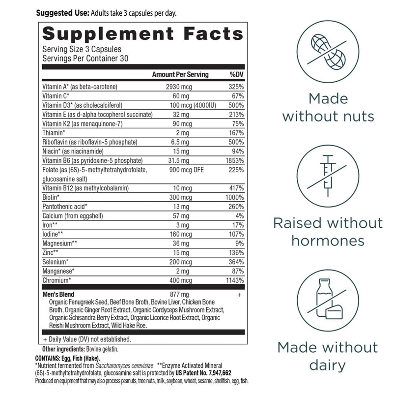 Ancient Nutrition Multivitamin for Men - 90 Count | Immune & Bone Support