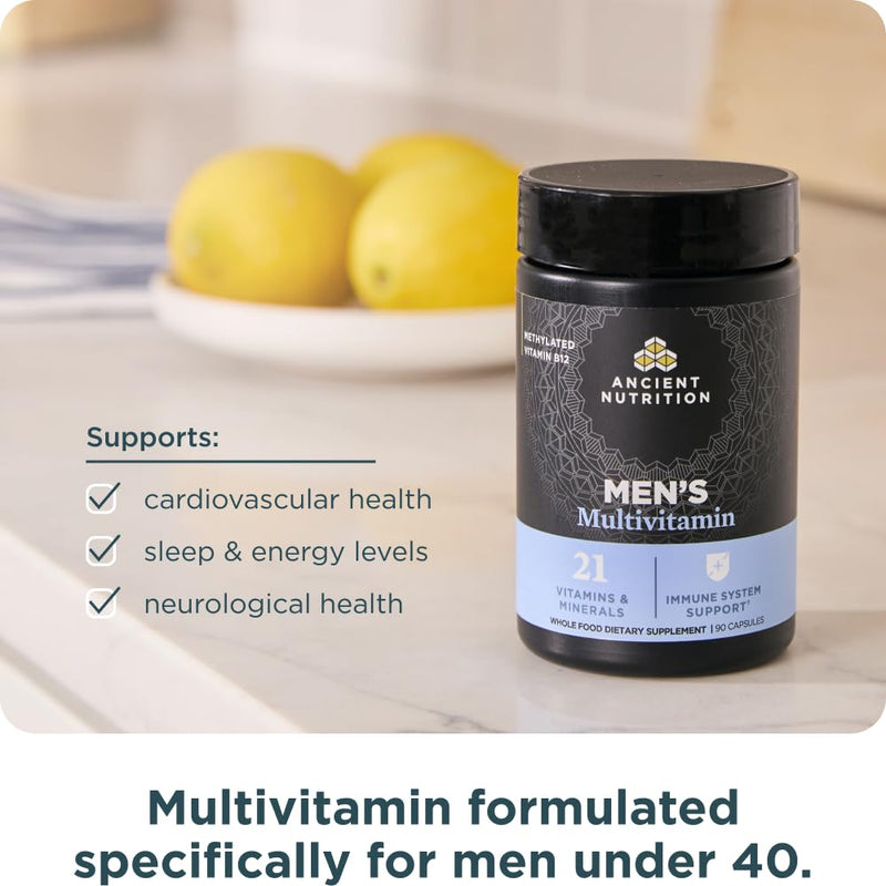Ancient Nutrition Multivitamin for Men - 90 Count | Immune & Bone Support