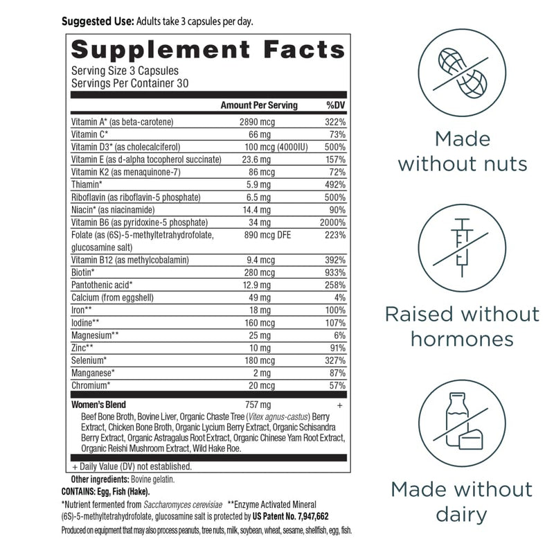 Ancient Nutrition Multivitamin for Women – Immune & Bone Health Support, 90 Count