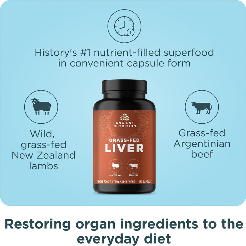 Ancient Nutrition Organ Supplements – Grass-Fed & Wild Organ Complex, 180 Ct