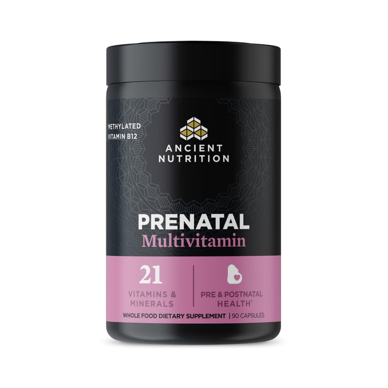 Ancient Nutrition Prenatal Vitamins – Multivitamin for Women with Folate, Iron, B12, Magnesium, Vitamin C – 90 Count