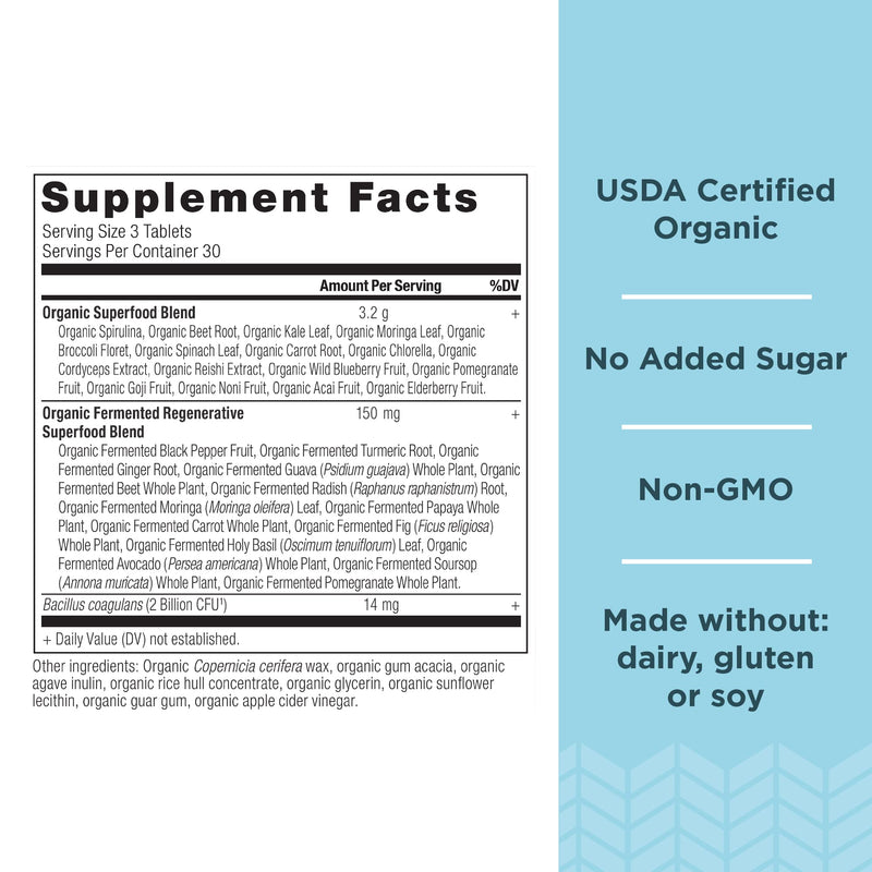 Ancient Nutrition Organic SuperGreens with Probiotics – 90 Count Tablets | 30 Servings