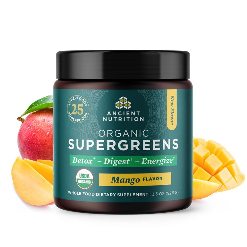Ancient Nutrition SuperGreens with Probiotics – Organic Mango Flavor