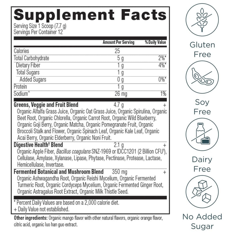 Ancient Nutrition SuperGreens with Probiotics – Organic Mango Flavor