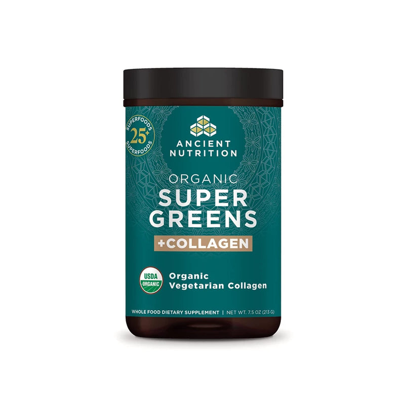 Ancient Nutrition Supergreens Powder – Organic Greens with Collagen, 25 Servings