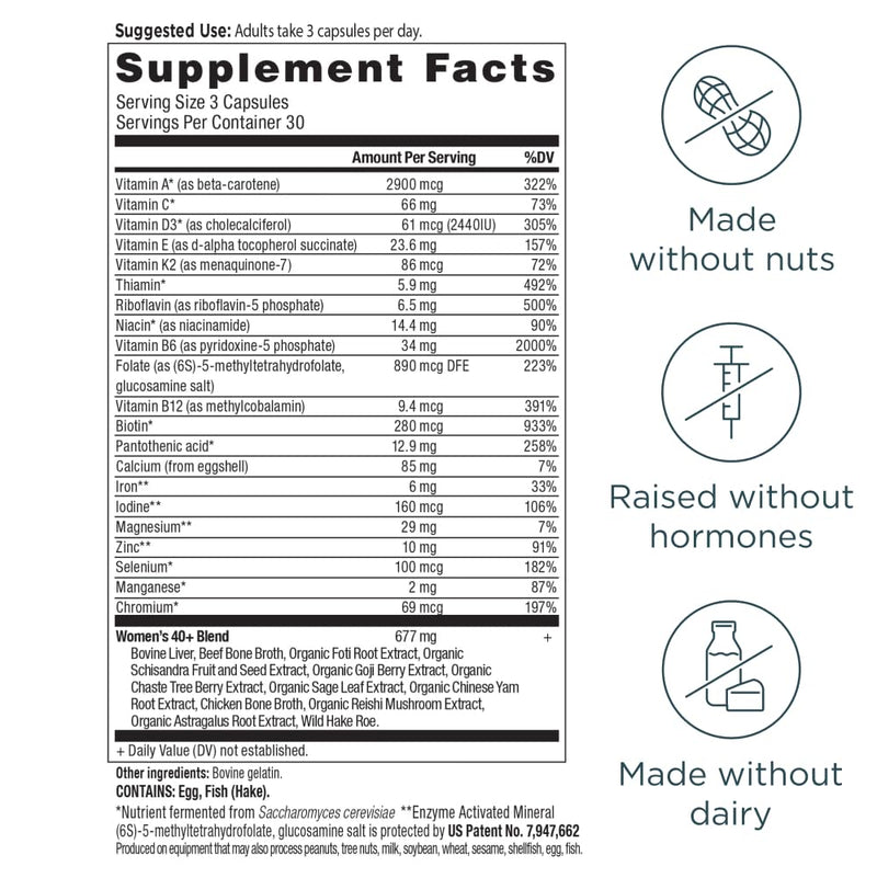 Ancient Nutrition Multivitamin for Women 40+ – Immune Support & Bone Health, 90 Capsules