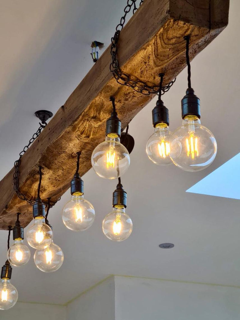 Reclaimed Oak Beam Chandelier | 300 Year Old Rustic Kitchen Lighting UK