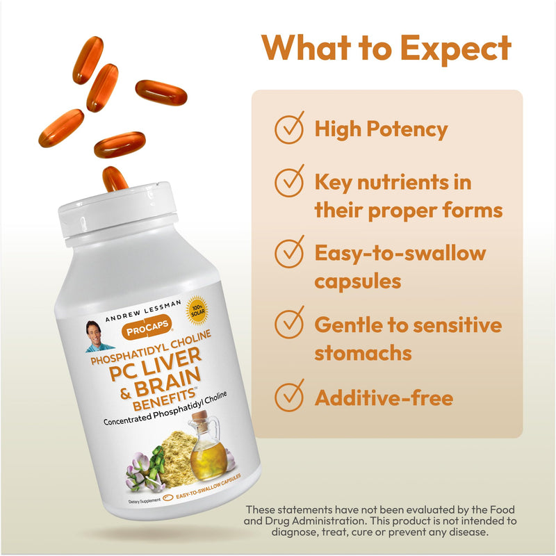 ANDREW LESSMAN PC Liver & Brain Benefits 360 Softgels – Phosphatidylcholine for Brain & Liver Support | No Additives