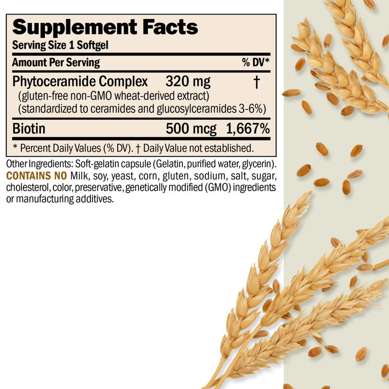 ANDREW LESSMAN Phytoceramides with Biotin 30 Softgels - Skin’s Vital Natural Internal Moisturizer. Naturally Enhances Soft, Smooth, Radiant Skin. No Additives. Small Easy to Swallow Softgels
