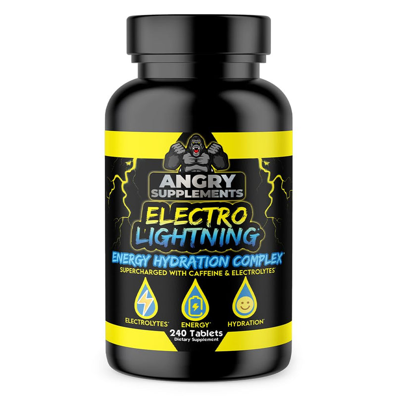 Angry Supplements Electro Lightning Electrolyte Tablets – Hydration + Caffeine (240ct)