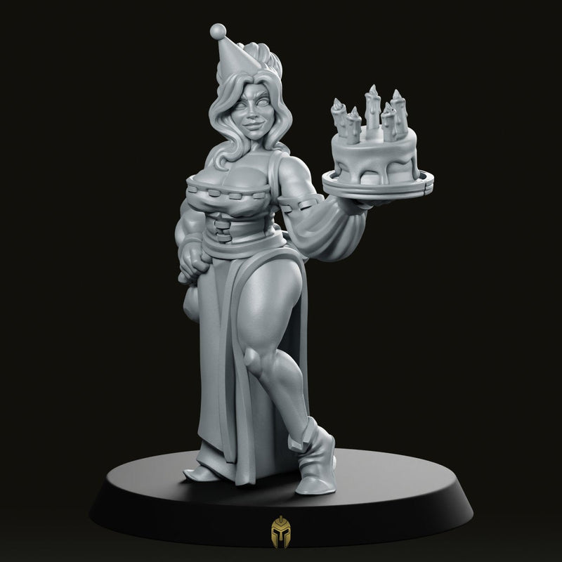 Anniversary Babe with Cake Fantasy Miniature Party NPC