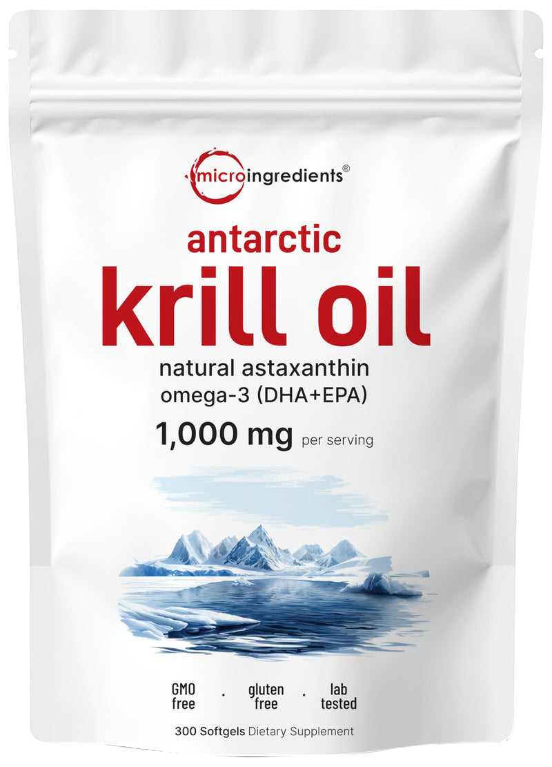 Antarctic Krill Oil 1000mg – 300 Soft-Gels with Natural Astaxanthin | EPA & DHA