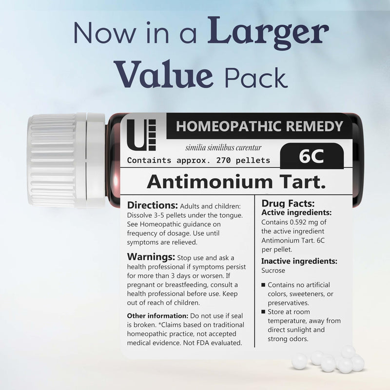 Antimonium Tartaricum 6C Homeopathic Remedy - 270 Pellets | Urenus