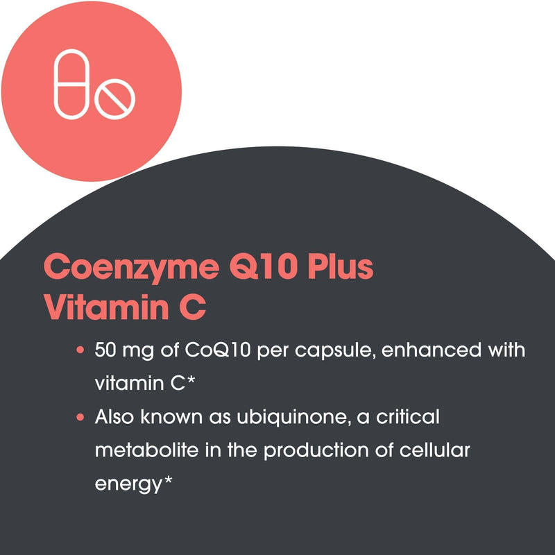 Allergy Research Group CoQ10 Supplement - Vitamin C, Heart Health, Ubiquinol 50mg | Vegetarian Capsules 75 Count
