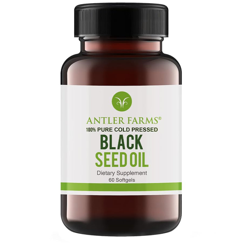 Antler Farms Black Seed Oil Softgels – 60 Softgels, 500mg, 2% Thymoquinone, Virgin Cold-Pressed Turkish Nigella Sativa