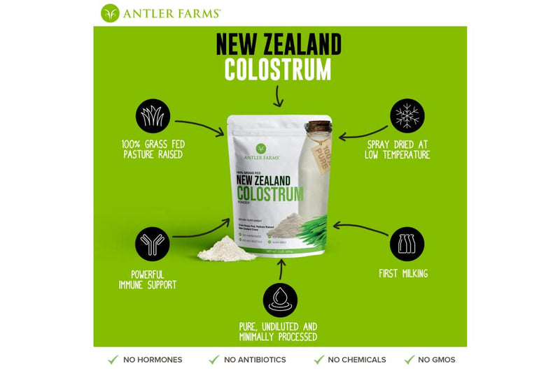 Antler Farms NZ Colostrum – 30 Servings, Grass-Fed, Cold Processed, High IgG, Undiluted