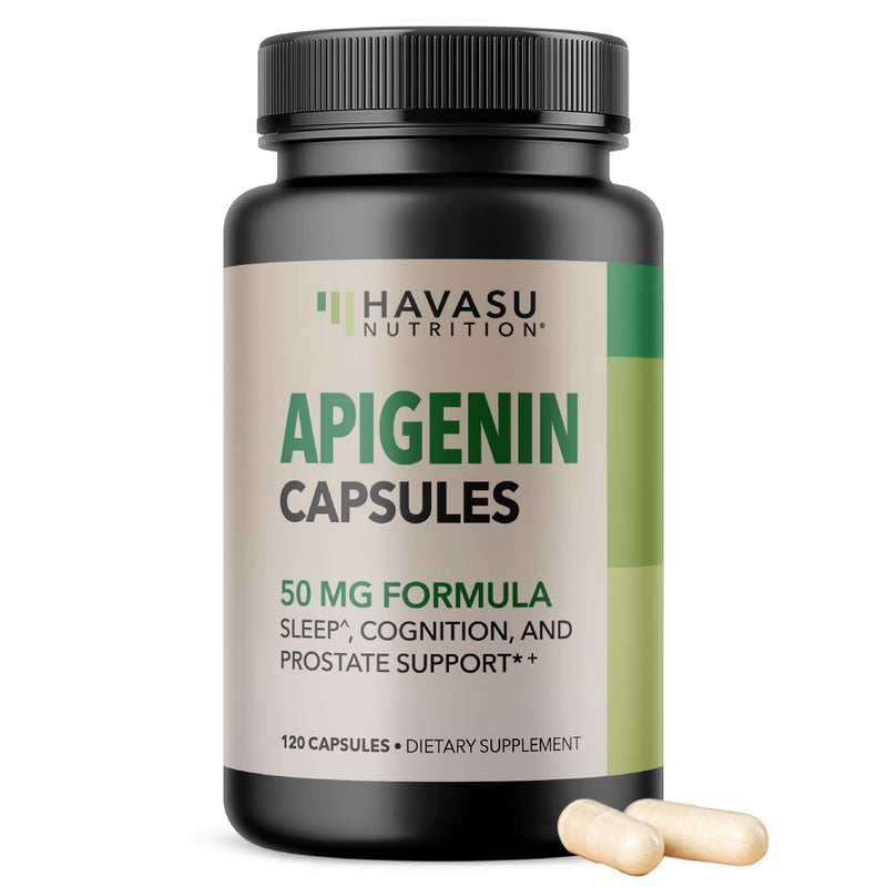 Apigenin Capsules 50mg - 120 Count | Vegan, Non-GMO, Sleep & Cognitive Support