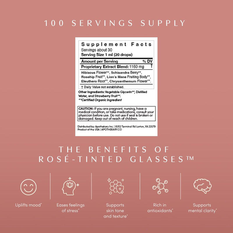 Apothékary Rosé-Tinted Glasses: Alcohol-Free Drops for Mood, Focus, and Glow
