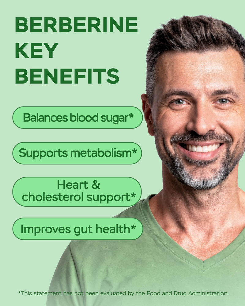 Berberine HCL Supplement - Triple Strength GLP-1 Activator with Apple Cider Vinegar & Green Tea Extract - Body Composition Support, Digestive Health, Support Heart Health, Immune System (60 Capsules)