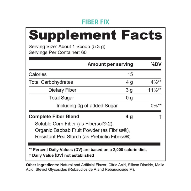 Fiber Supplement Colon Cleanse Detox – Prebiotic Powder for Digestive Health (Apple, 60 Servings)