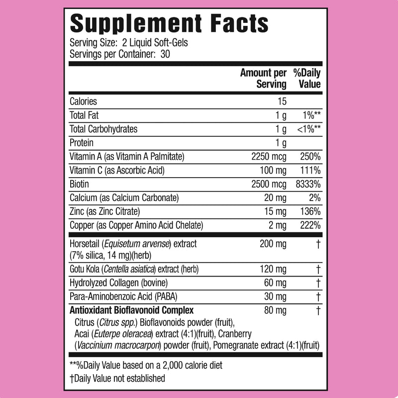 Applied Nutrition Longer Stronger Hair & Nails – 60 Liquid Soft-Gels per Bottle, Pack of 4, 120 Servings