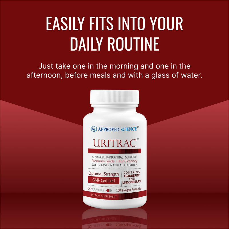 Approve Science Uritrac UTI Support – Cranberry, D-Mannose, Lingonberry – Vegan Friendly – 1 Bottle Supply
