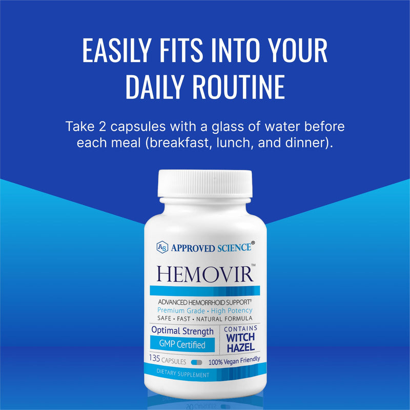 Approved Science Hemovir - Hemorrhoid Support, 135 Vegan Capsules