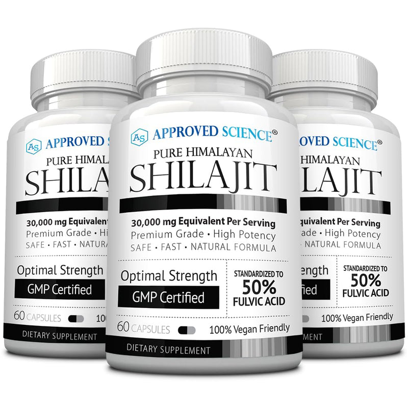 Approved Science Himalayan Shilajit - 50% Fulvic Acid, 30:1 Extract, 180 Vegan Capsules
