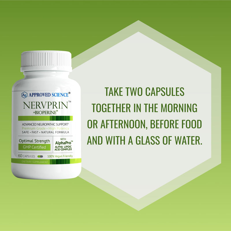 Approved Science Nervprin – Nerve Support with Benfotiamine, B12, R-Alpha-Lipoic Acid, Corydalis, Boswellia, BioPerine | 60 Capsules | Made in USA