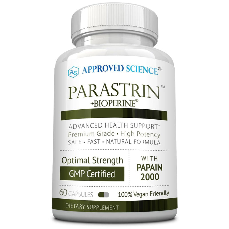 Approved Science Parastrin – 60 Vegan Capsules with Black Walnut, Garlic, Papain 2000 & BioPerine