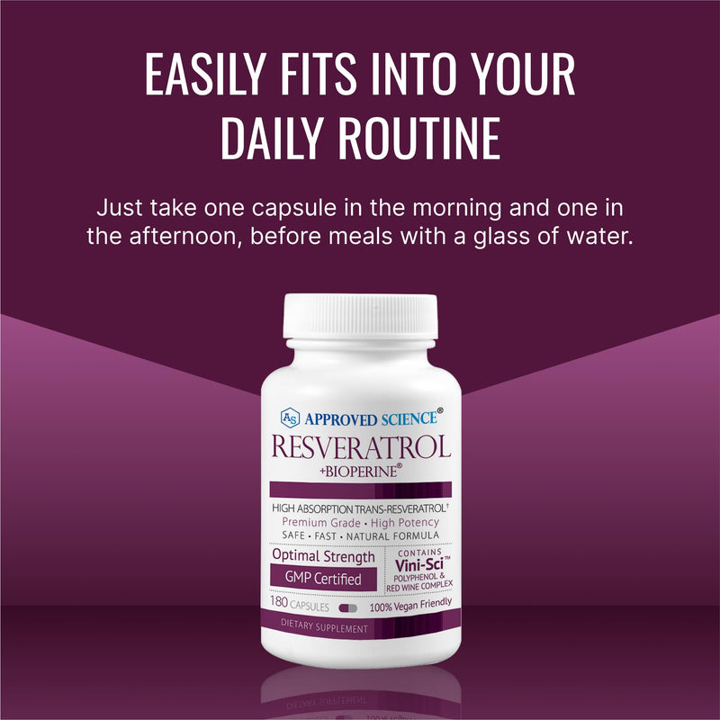 Approved Science Resveratrol - 1000 mg Trans-Resveratrol + Bioperine - 380 Vegan Capsules (2 Bottles)