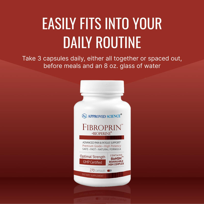 Approved Science Fibroprin - Ease Nerve and Muscle Aches - Improve Mobility - 540 Capsules - 6 Month Supply - Made in The USA