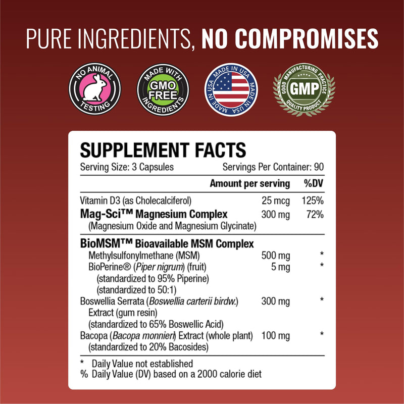 Approved Science Fibroprin - Ease Nerve and Muscle Aches - Improve Mobility - 540 Capsules - 6 Month Supply - Made in The USA