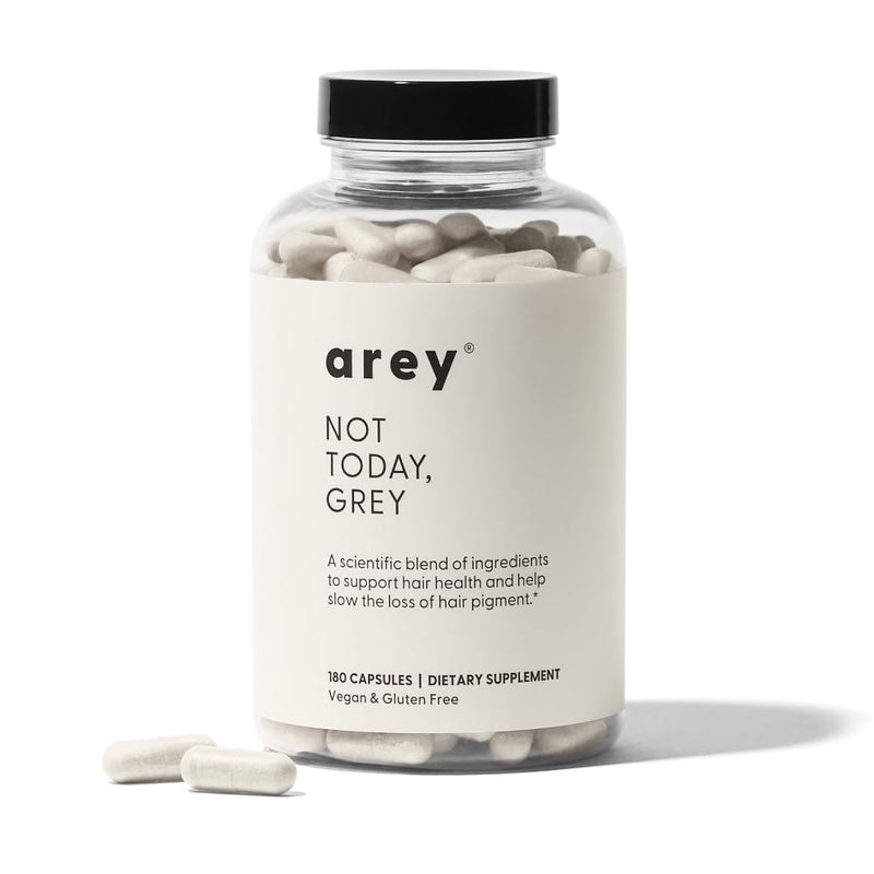 Arey Not Today Grey Daily Hair Supplement for Women & Men | Slows Grey Hair Growth & Repigment in 3–6 Months | Healthier, Thicker Hair | Biotin, B + D Vitamins | Vegan & Gluten Free (3 Month)