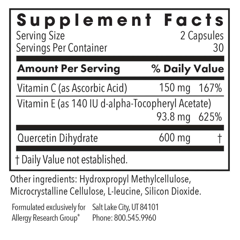 Quercetin 300 by Allergy Research Group – Immune Support, Vegetarian (60 Count)