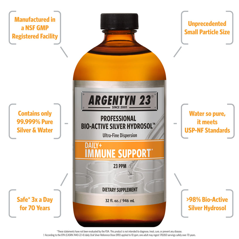 Argentyn 23 Professional Immune Support – Bio-Active Silver Hydrosol, 23 ppm, 32 fl oz