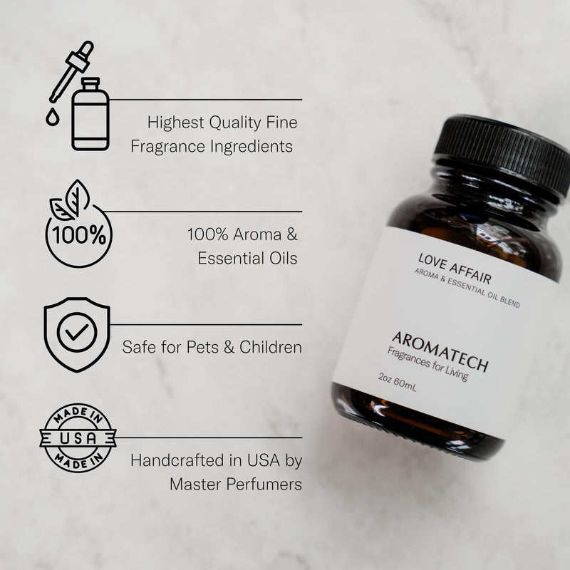 AromaTech Love Affair Essential Oil Blend – Jasmine, Saffron, Cedar & Amber | 16 oz / 500 mL