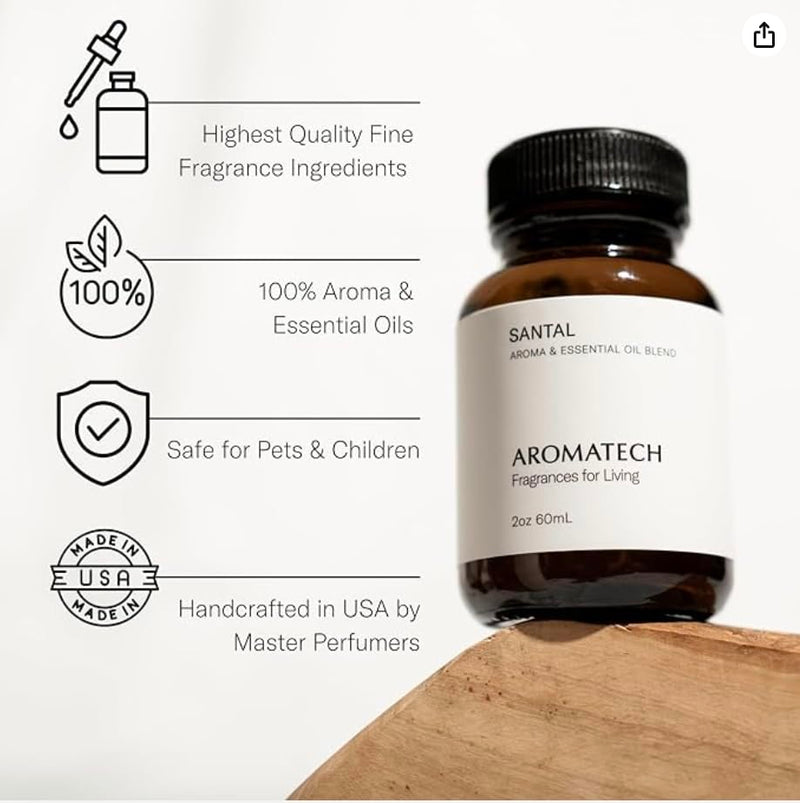 AromaTech Santal Essential Oil Blend – Amber, Vanilla, Cedar & Sandalwood | 4 oz