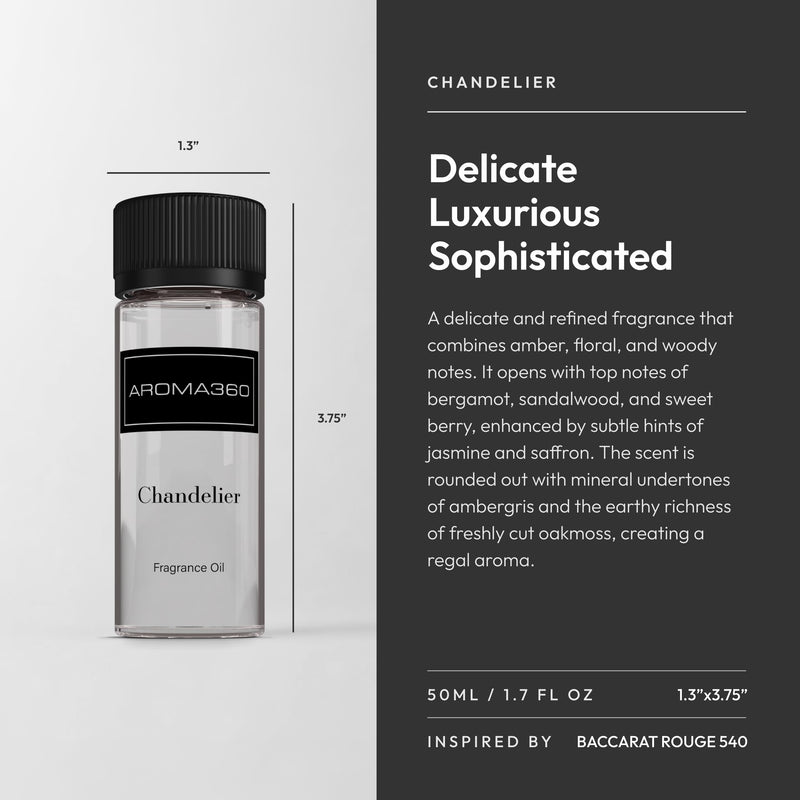 Aroma360 Chandelier Fragrance Oil Blend – Luxury Diffuser Oil, Bergamot, Sandalwood & Saffron (50ml)