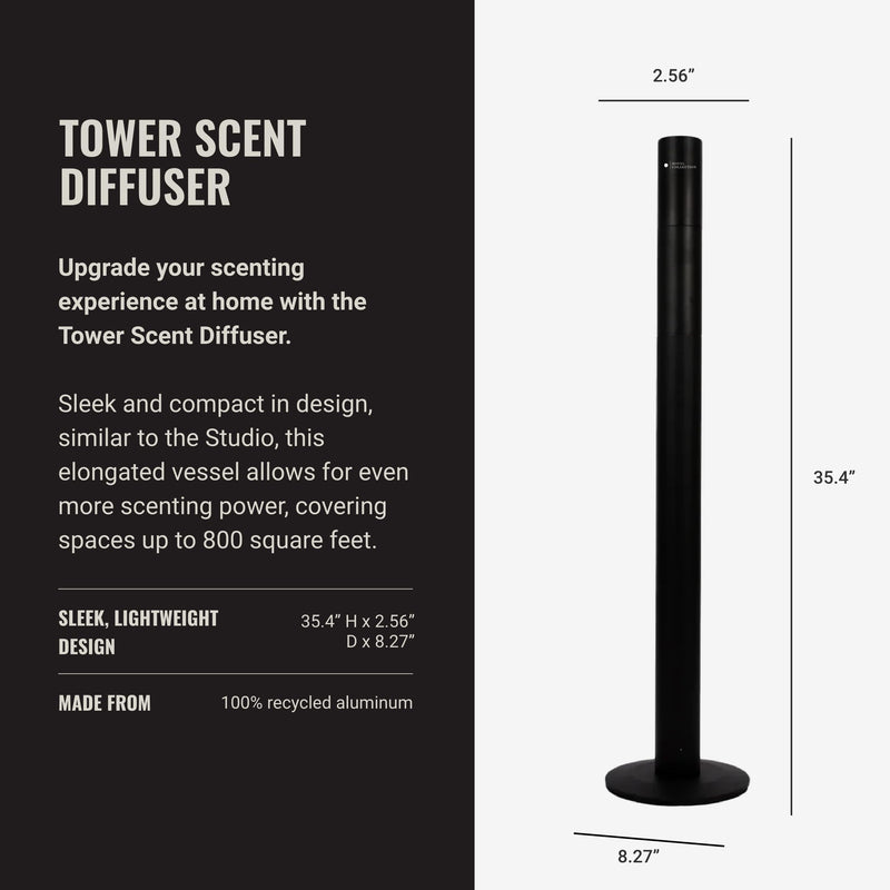 Hotel Collection Tower Scent Diffuser by Aroma360 — Remote, Waterless Diffusion, Up to 800 sq ft