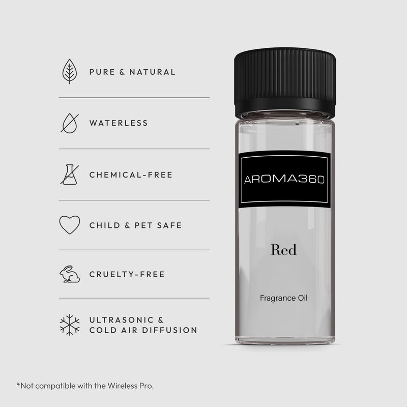 Aroma360 Red Diffuser Oil Blend – Luxury Reed Diffuser with Ruby Grapefruit, Heliotrope Petals & Amber