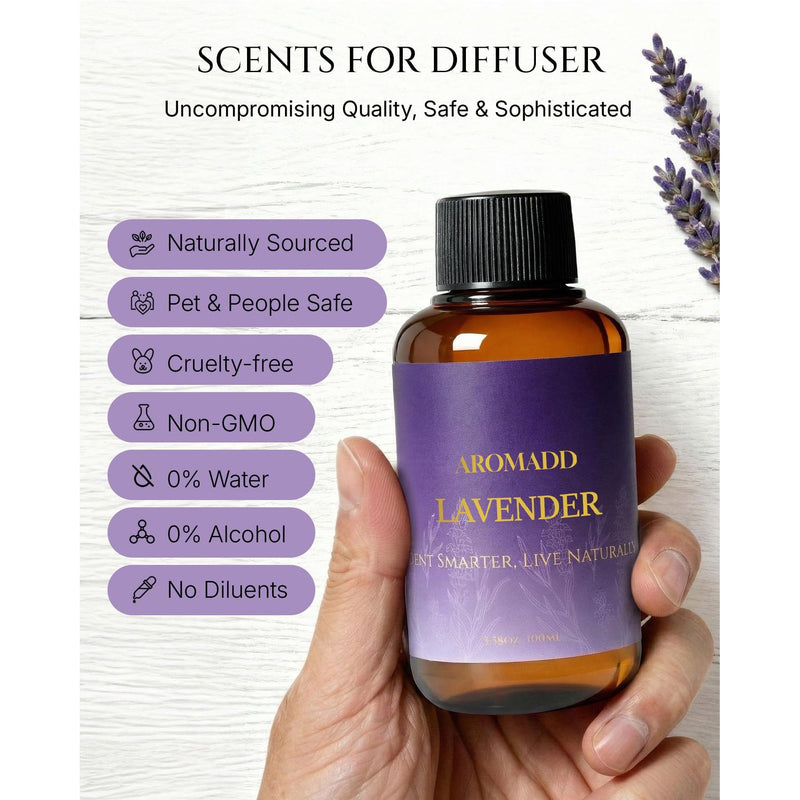 Aromadd Lavender Diffuser Oil — Hotel-Inspired Lavender for Waterless Diffusers, 3.38 fl oz