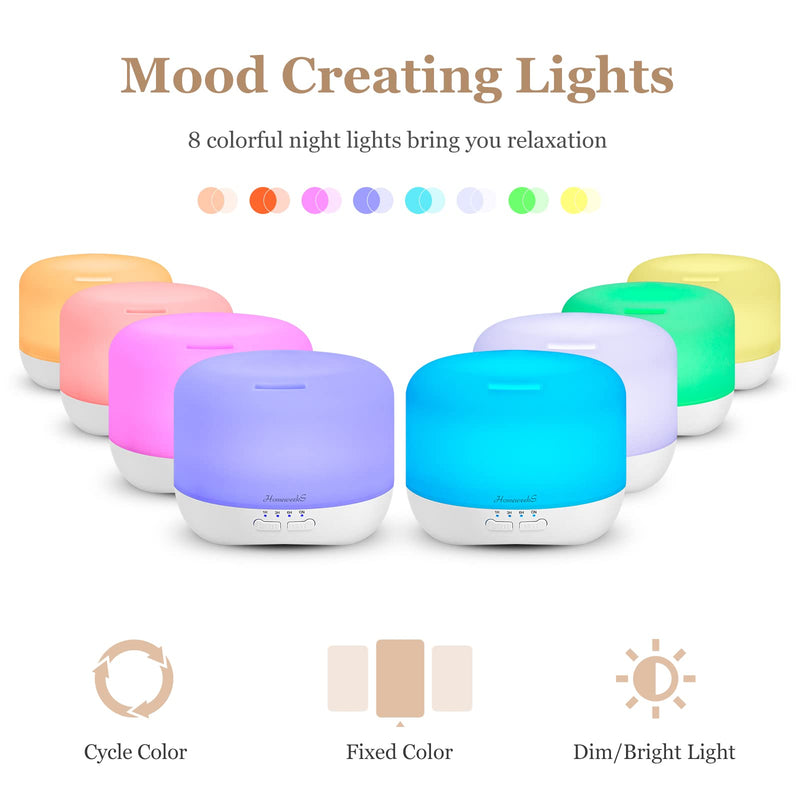 Aromatherapy Essential Oil Diffuser 300ml White – Humidifier, Night Light, Ultrasonic