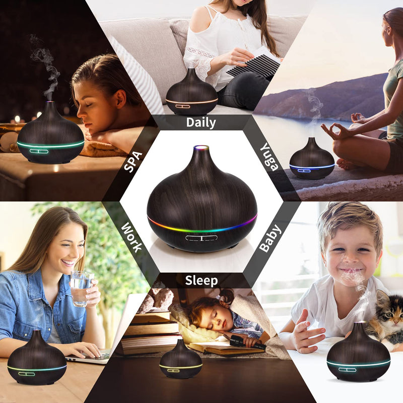 Aromatherapy Essential Oil Diffuser Set | 550ml Ultrasonic Humidifier for Large Rooms