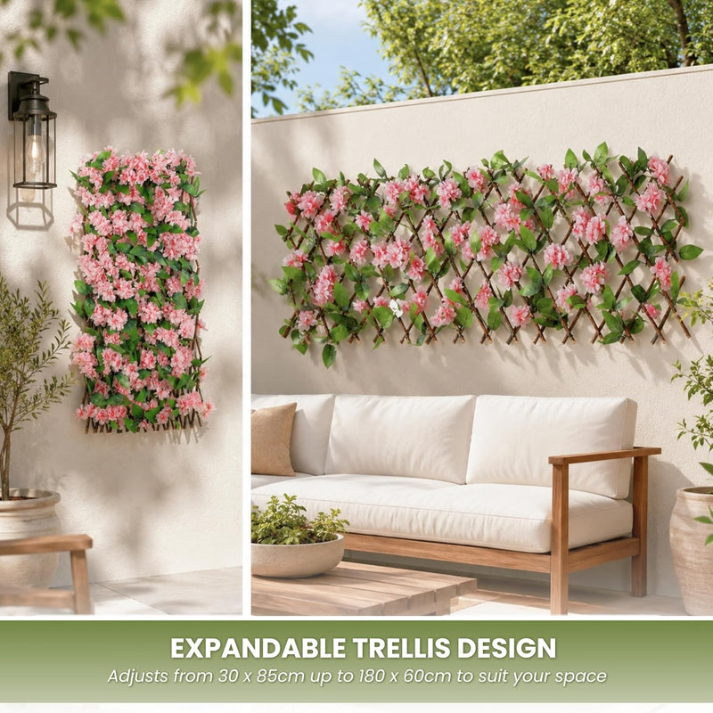 Expandable Faux Pink Blossom Trellis