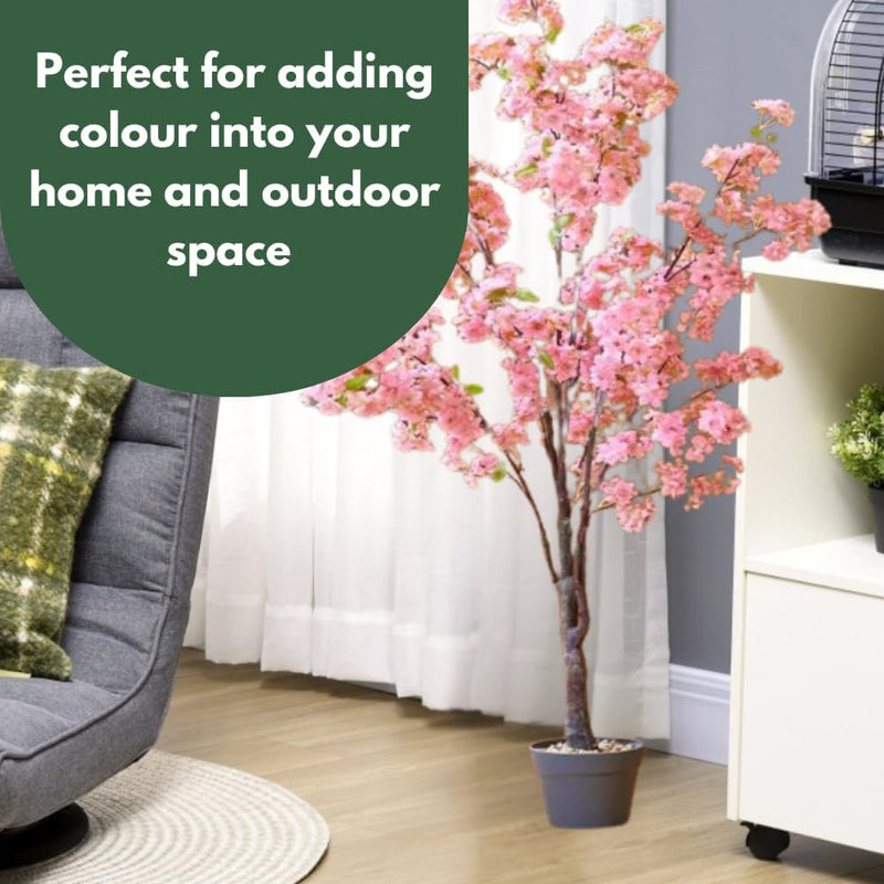 Artificial Cherry Blossom Tree 140cm Pink Potted Plant